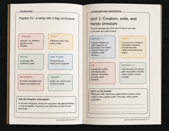Open Mind Free workbook with a course map and reading questions
